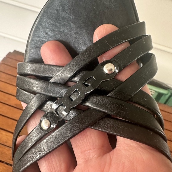 Bartolini women’s black wedge crisscross sandals size 10 - Picture 4 of 7